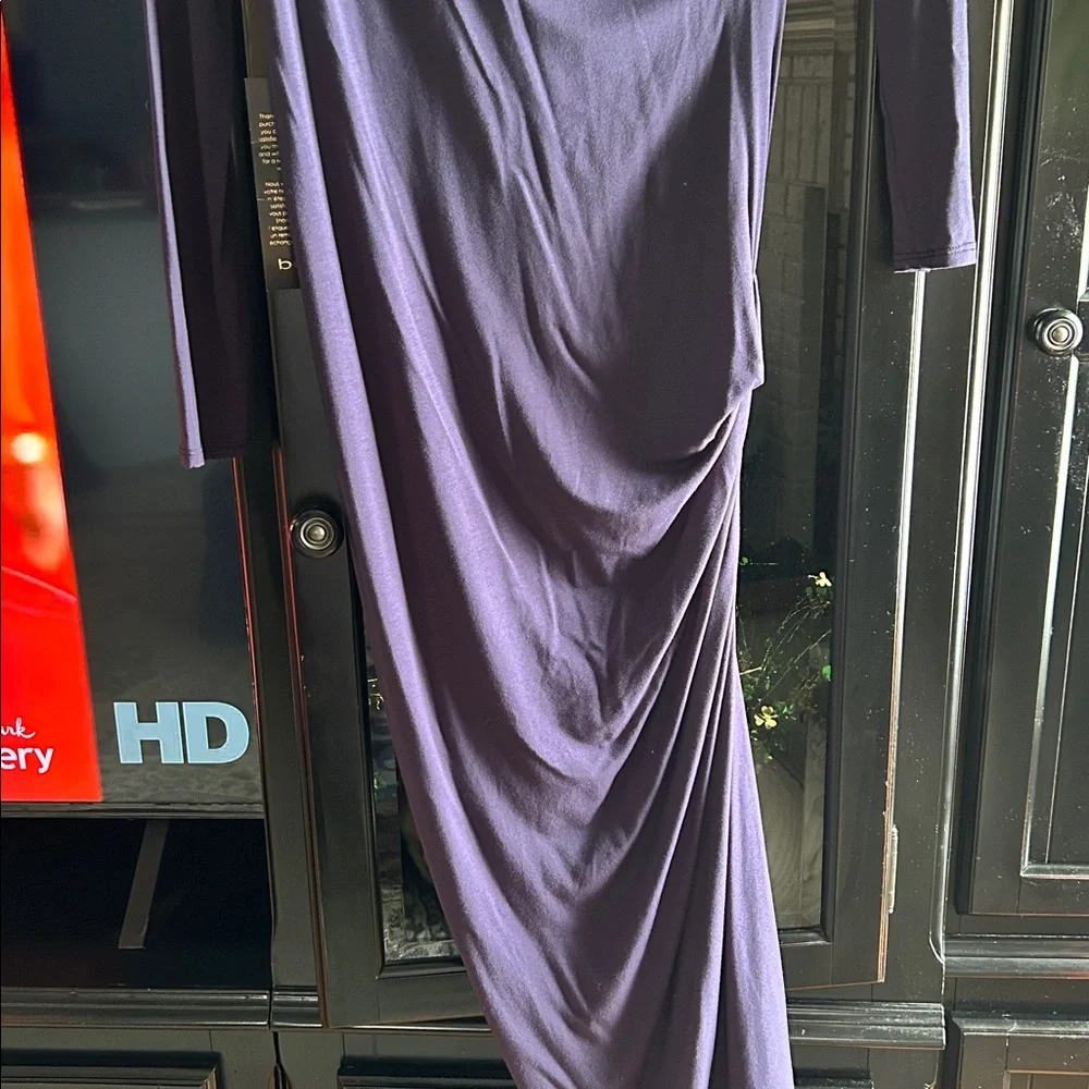 Bebe Deep Purple Draped Neck Dress, M, NWT - Picture 2 of 6